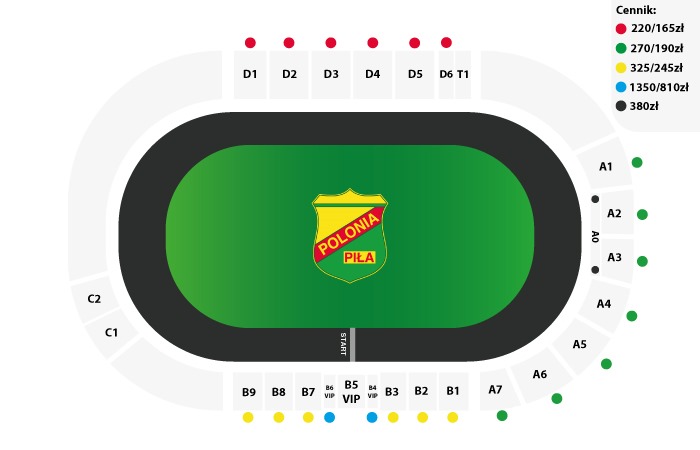 Mapa - stadion Polonia Piła - karnety